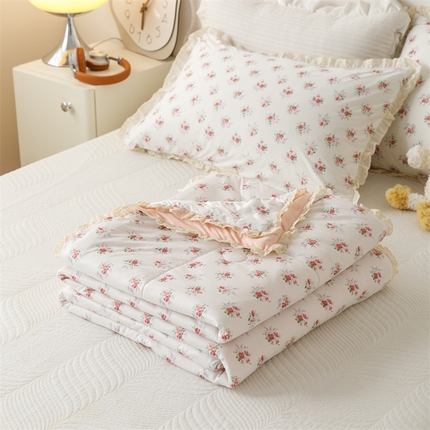 有货 2024新款春夏新款法式针织棉印花夏被春秋被 颜月