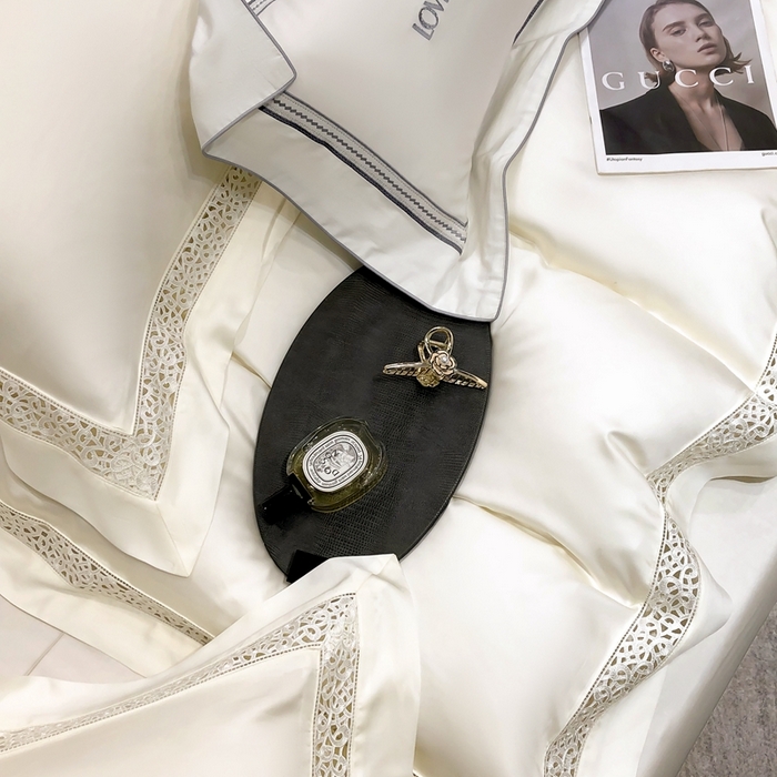 91家纺网 家纺一手货源 找家纺 若未家居 LOVEWE HOUSE 2025新款进口天丝意式镂空工艺高端套件--威尔士 威尔士 贵族白