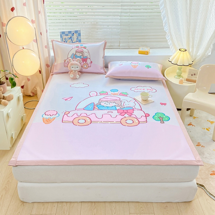 91家纺网 家纺一手货源 找家纺 博雅 2024新款1200D大版牛奶冰丝席 小女孩