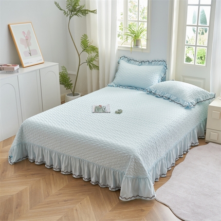 恒爱家纺 2024新款玉玲珑单床盖 冰雪蓝