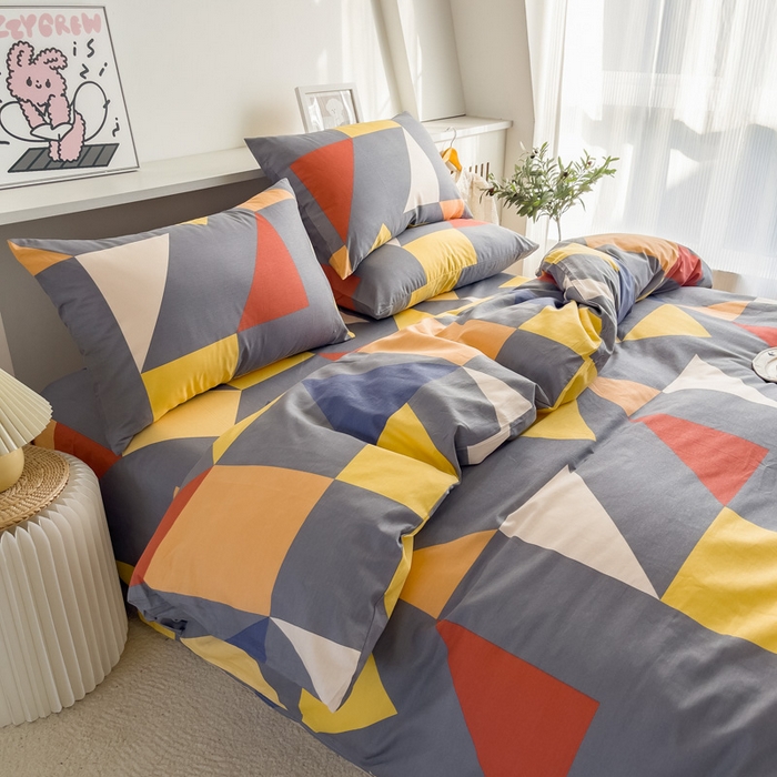 91家纺网 家纺一手货源 找家纺 金泰莱 2025新款全棉四件套纯棉四件套斜纹印花四件套 多面体