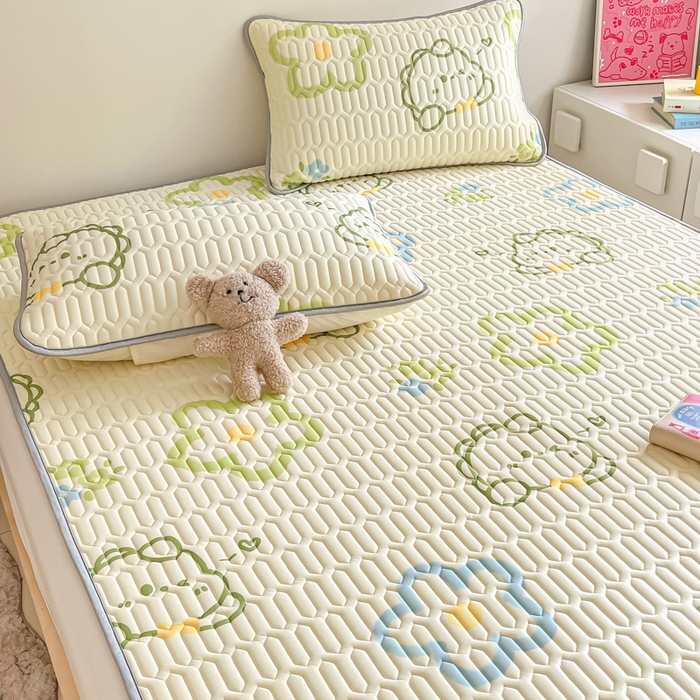 91家纺网 家纺一手货源 找家纺 沐慕 2024新款小清新印花乳胶凉席 恐龙宝贝