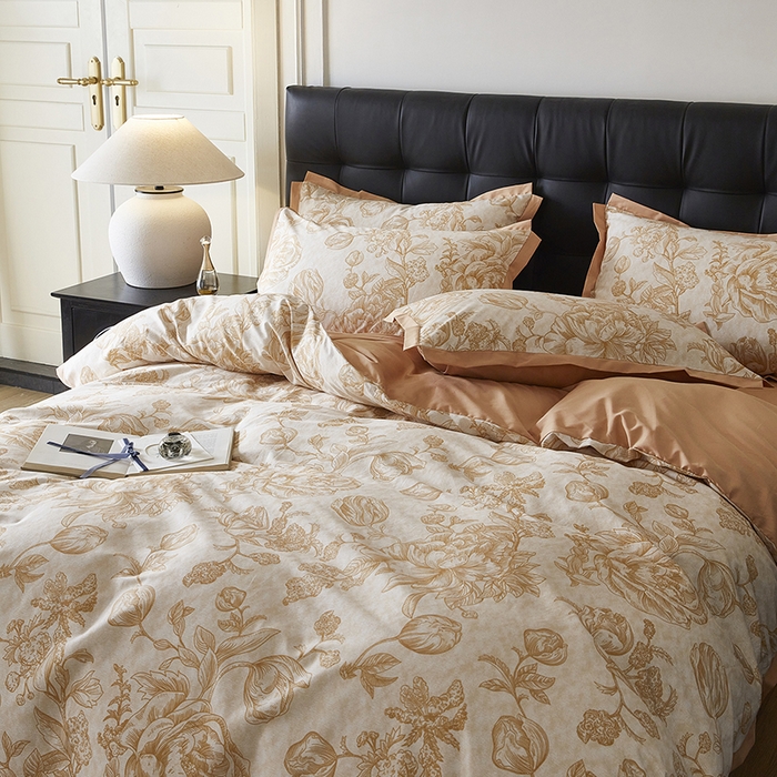 91家纺网 家纺一手货源 找家纺 （总）千朵森 2024新款A类全棉拼角印花四件套（风格一）