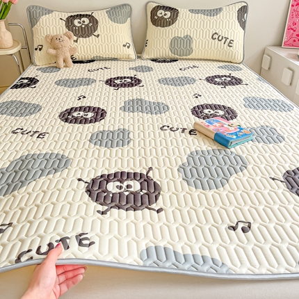 沐慕 2024新款小清新印花乳胶凉席 黑球球