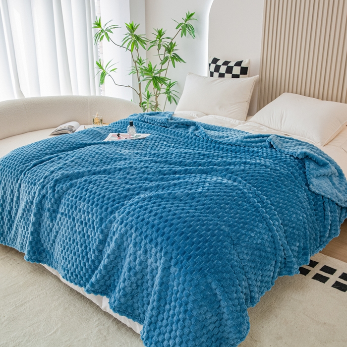 91家纺网 家纺一手货源 找家纺 卡琪曼 2025新款高克重金龟绒牛奶绒毛毯毯子 蓝色