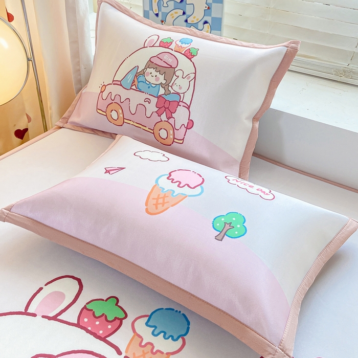 91家纺网 家纺一手货源 找家纺 博雅 2024新款1200D大版牛奶冰丝席 小女孩