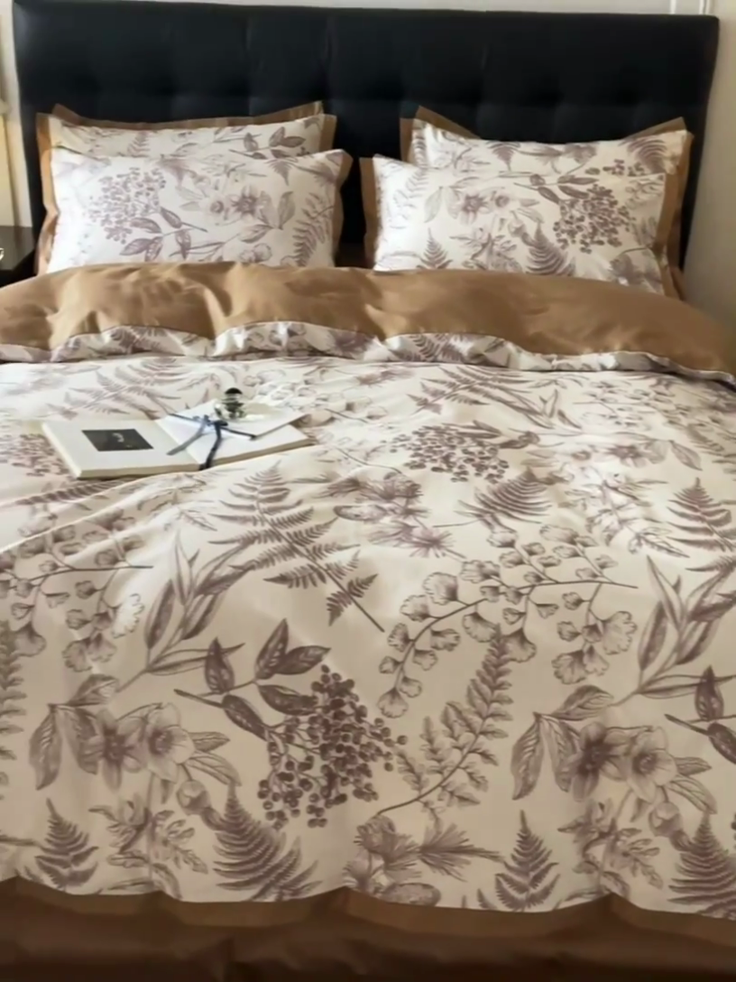 91家纺网 家纺一手货源 找家纺 千朵森 2024新款A类全棉拼角印花四件套（风格一） 罗微