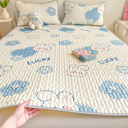 沐慕 2024新款小清新印花乳胶凉席 爱心小兔