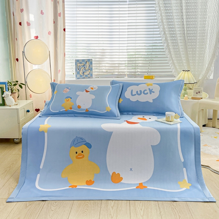 91家纺网 家纺一手货源 找家纺 博雅 2024新款1200D大版牛奶冰丝席 幸运鸭