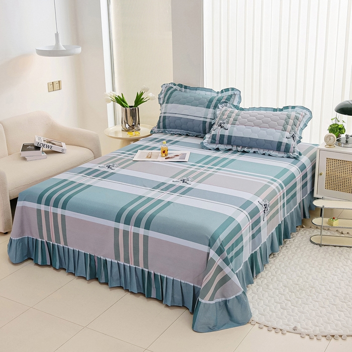 91家纺网 家纺一手货源 找家纺 情煊家纺 2024新款全棉斜纹花边床单系列-印花款 似水流年