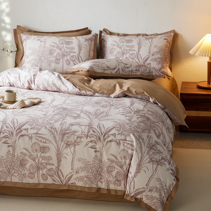 91家纺网 家纺一手货源 找家纺 千朵森 2024新款A类全棉拼角印花四件套（风格二） 云峰