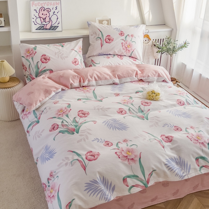 91家纺网 家纺一手货源 找家纺 金泰莱 2025新款全棉四件套纯棉四件套斜纹印花四件套 姹紫嫣红