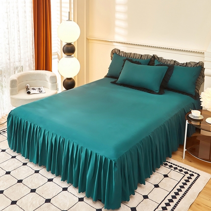 91家纺网 家纺一手货源 找家纺 （总）莉莉安家纺 2025新款亲肤磨毛木耳花边床裙款单床裙-爱丽丝