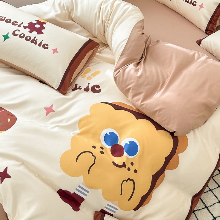 91家纺网 家纺一手货源 找家纺 摩卡家纺 2024新品春夏新品冰丝套件饼干