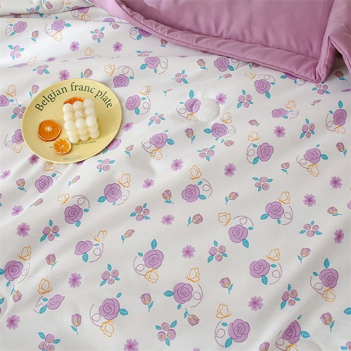 91家纺网 家纺一手货源 找家纺 爱宝被业 2025新款水洗棉麻双层纱夏凉被 玫瑰庄园