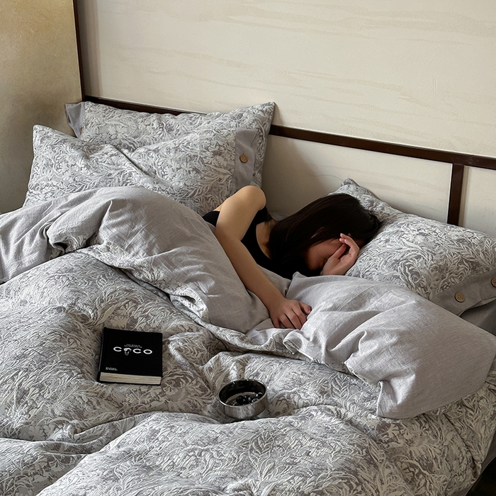 91家纺网 家纺一手货源 找家纺 璞素家居 2024新款全棉色织水洗大提花三层纱四件套 森林之语