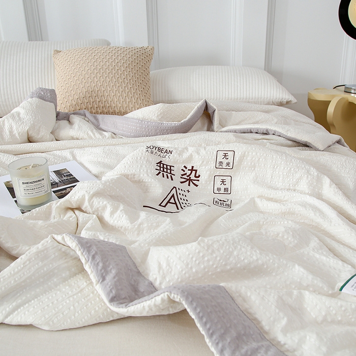 91家纺网 家纺一手货源 找家纺 爱宝被业 2024新款水洗针织棉无染被 白色