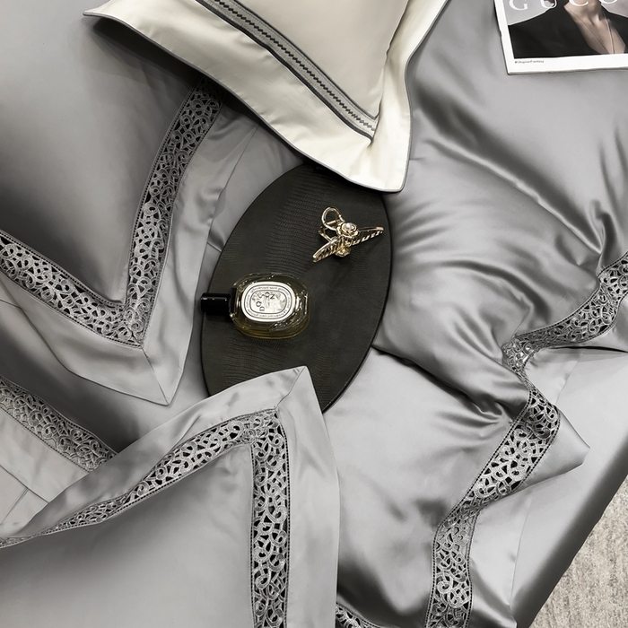 91家纺网 家纺一手货源 找家纺 若未家居 LOVEWE HOUSE 2025新款进口天丝意式镂空工艺高端套件--威尔士 威尔士 银灰