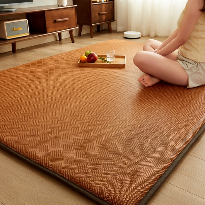 91家纺网 家纺一手货源 找家纺 祁恋婷家居 2024新款日式榻榻米冰藤午睡垫-小床 饼干藤-咖色