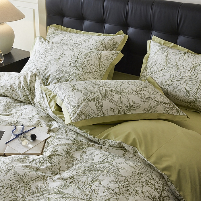 91家纺网 家纺一手货源 找家纺 千朵森 2024新款A类全棉拼角印花四件套（风格一） 木果