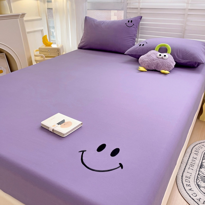 91家纺网 家纺一手货源 找家纺 梦家居 2024新款全棉水洗棉刺绣单床笠 2 葡萄紫