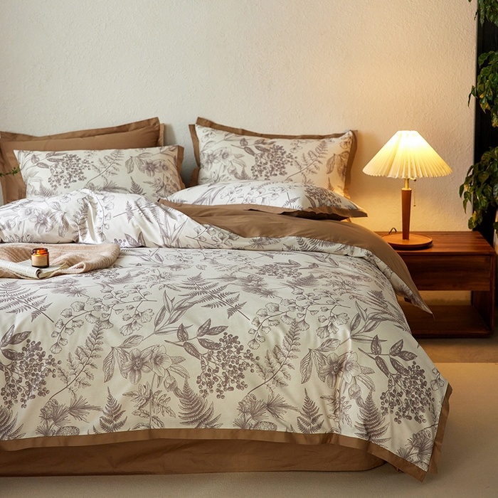 91家纺网 家纺一手货源 找家纺 千朵森 2024新款A类全棉拼角印花四件套（风格二） 罗薇