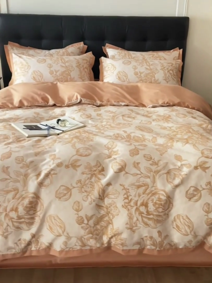 91家纺网 家纺一手货源 找家纺 （总）千朵森 2024新款A类全棉拼角印花四件套（风格一）