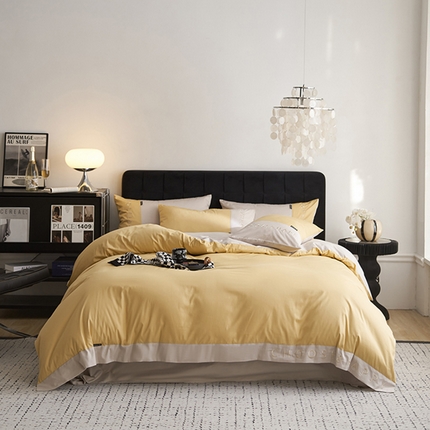 91家纺网 家纺一手货源 找家纺 （总）凯磊家纺 2024新款简约家居.刺绣纯色拼色四件套-伊可系列（拍法三）