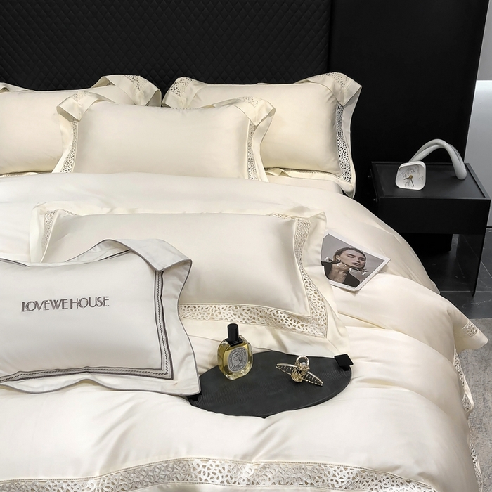 91家纺网 家纺一手货源 找家纺 若未家居 LOVEWE HOUSE 2025新款进口天丝意式镂空工艺高端套件--威尔士 威尔士 贵族白