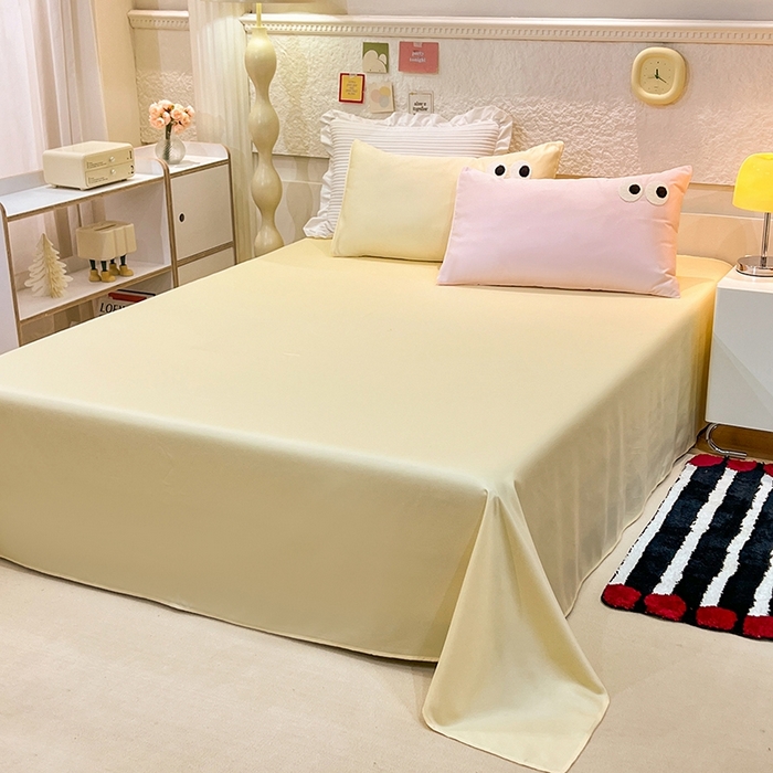 91家纺网 家纺一手货源 找家纺 艾米家居 2025新款水洗真丝大眼睛系列四件套 粉+黄