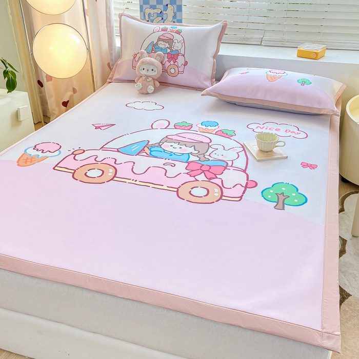 91家纺网 家纺一手货源 找家纺 博雅 2024新款1200D大版牛奶冰丝席 小女孩