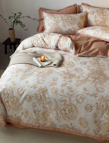 91家纺网 家纺一手货源 找家纺 （总）千朵森 2024新款A类全棉拼角印花四件套（风格二）