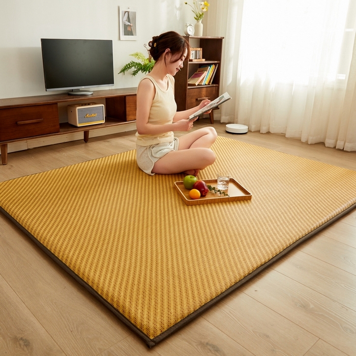 91家纺网 家纺一手货源 找家纺 祁恋婷家居 2024新款日式榻榻米冰藤午睡垫-大床 编织藤-棕色