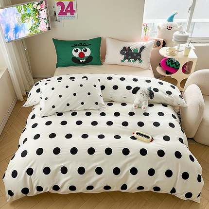 91家纺网 家纺一手货源 找家纺 2024新款大版枕套数码印花全棉四件套 蓝竖条