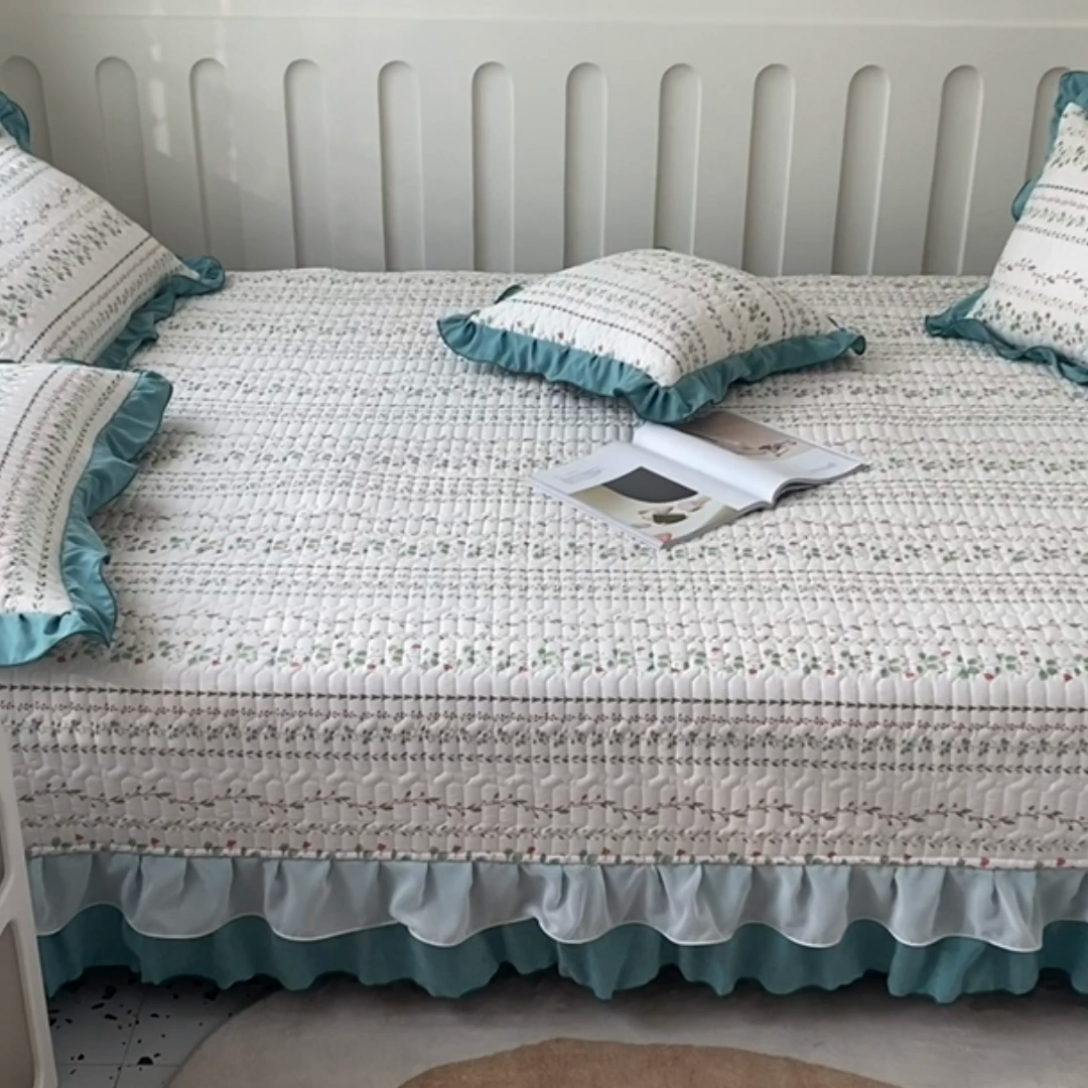 91家纺网 家纺一手货源 找家纺 美优兰 2025新款全棉防滑榻榻米炕垫纯棉床盖三件套