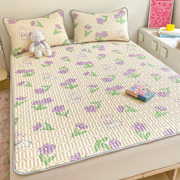 91家纺网 家纺一手货源 找家纺 沐慕 2024新款小清新印花乳胶凉席 星黛兔