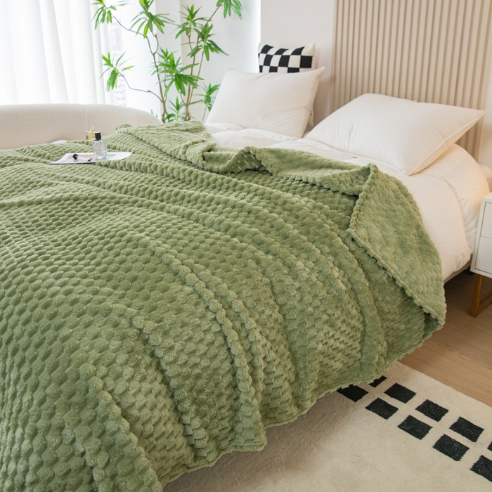91家纺网 家纺一手货源 找家纺 卡琪曼 2025新款高克重金龟绒牛奶绒毛毯毯子 绿色