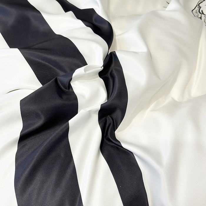 91家纺网 家纺一手货源 找家纺 摩卡家纺 2024新品水洗真丝轻奢系列黑白香