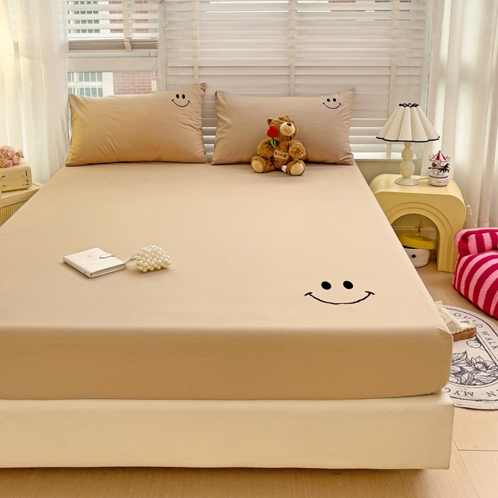 91家纺网 家纺一手货源 找家纺 梦家居 2024新款全棉水洗棉刺绣单床笠 10 浅咖