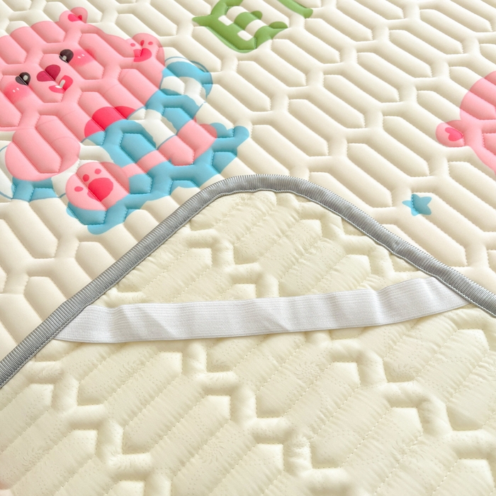 91家纺网 家纺一手货源 找家纺 沐慕 2024新款小清新印花乳胶凉席 可爱粉猪