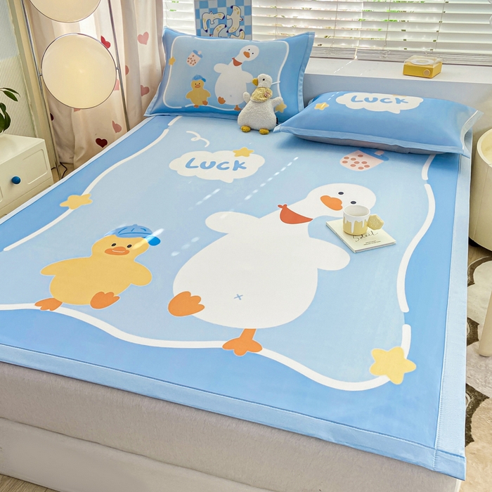 91家纺网 家纺一手货源 找家纺 博雅 2024新款1200D大版牛奶冰丝席 幸运鸭