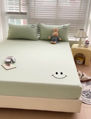 91家纺网 家纺一手货源 找家纺 （总）梦家居 2024新款全棉水洗棉刺绣单床笠