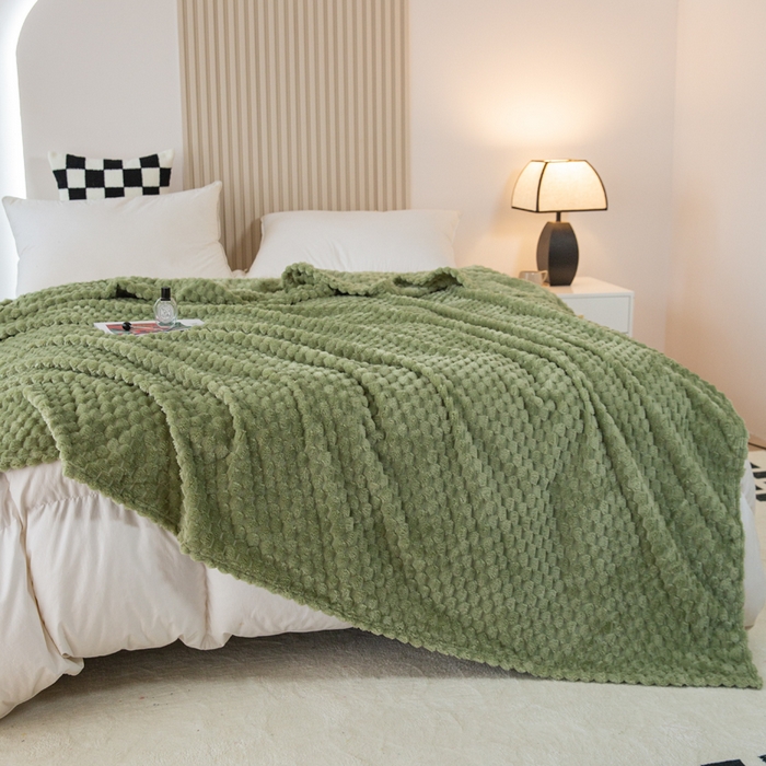 91家纺网 家纺一手货源 找家纺 卡琪曼 2025新款高克重金龟绒牛奶绒毛毯毯子 绿色