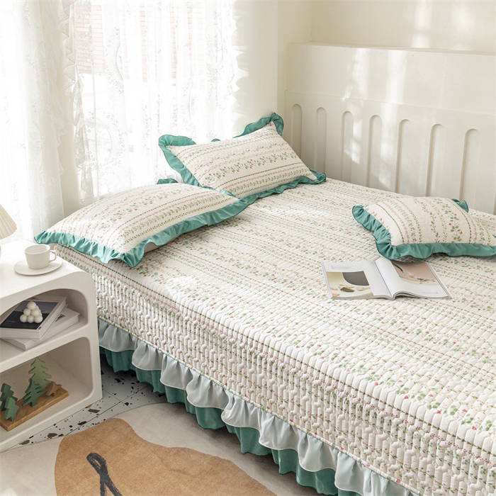 91家纺网 家纺一手货源 找家纺 美优兰 2025新款全棉防滑榻榻米炕垫纯棉床盖三件套