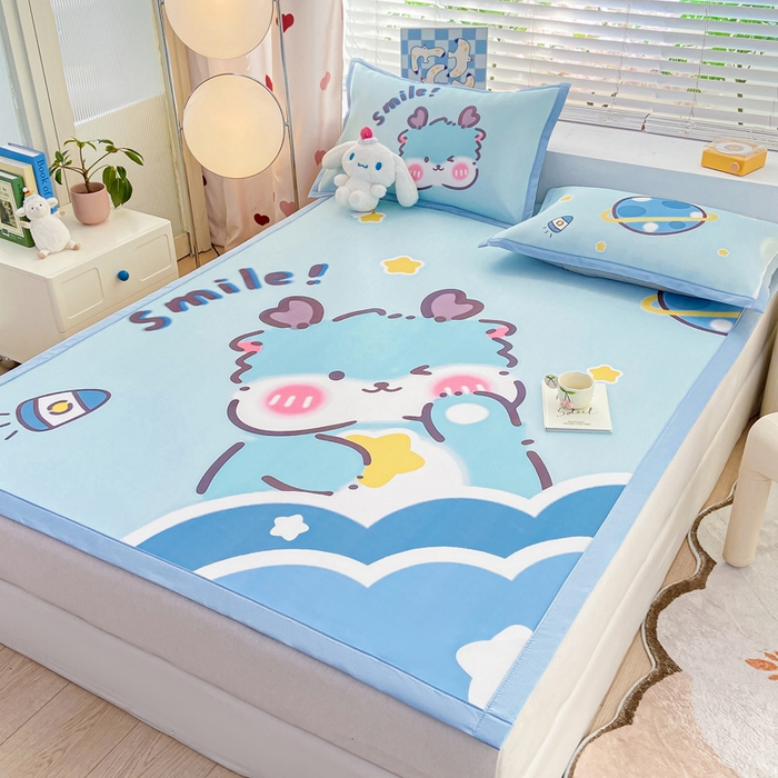 91家纺网 家纺一手货源 找家纺 博雅 2024新款1200D大版牛奶冰丝席 星球萌龙