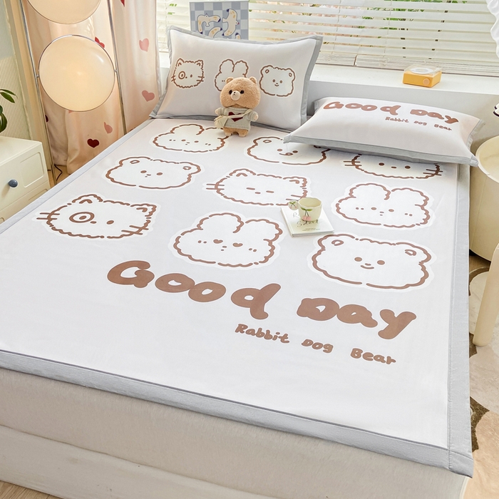 91家纺网 家纺一手货源 找家纺 博雅 2024新款1200D大版牛奶冰丝席 消消乐