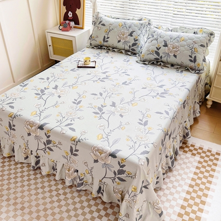 91家纺网 家纺一手货源 找家纺 （总）情煊家纺 2024新款全棉床单单品纯色床单斜纹花边床单系列-印花款