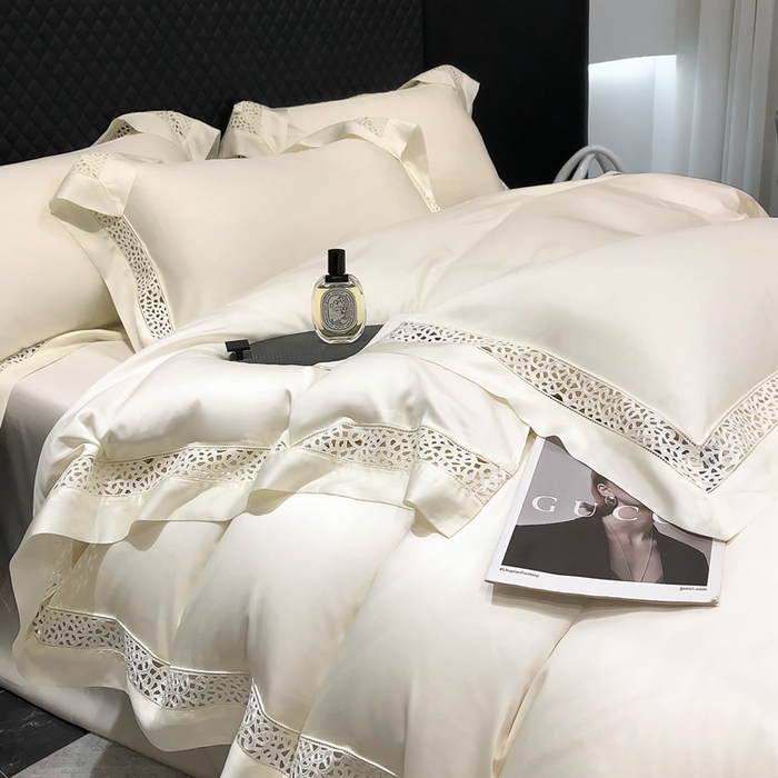 91家纺网 家纺一手货源 找家纺 若未家居 LOVEWE HOUSE 2025新款进口天丝意式镂空工艺高端套件--威尔士 威尔士 贵族白