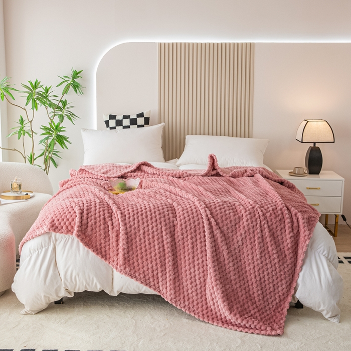 91家纺网 家纺一手货源 找家纺 卡琪曼 2025新款高克重金龟绒牛奶绒毛毯毯子 西瓜红