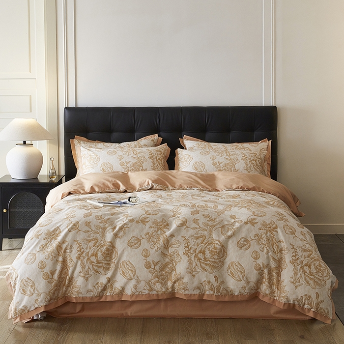 91家纺网 家纺一手货源 找家纺 （总）千朵森 2024新款A类全棉拼角印花四件套（风格一）